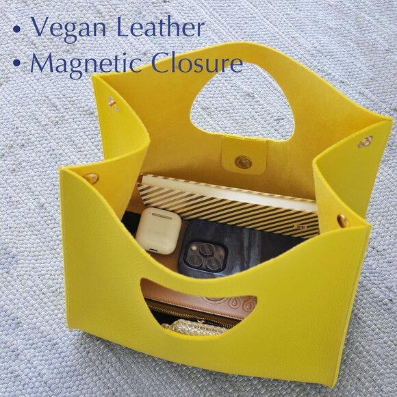 Vintage Minimalist Style Soft Pu Leather Handbag Clutch Small Tote - Picture 4 of 7